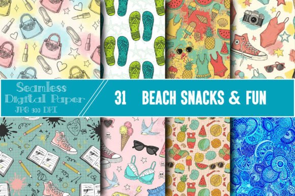 Download Beach Snacks &amp; Fun Pattern - Fun pattern Collection