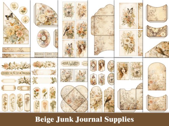 Download Boho Junk Journal Kit Beige Scrapbook - Beige Collection