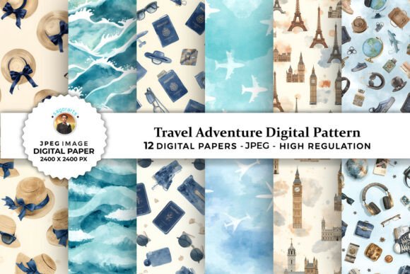 Download Travel Adventure Digital Patterns - Digital patterns Collection