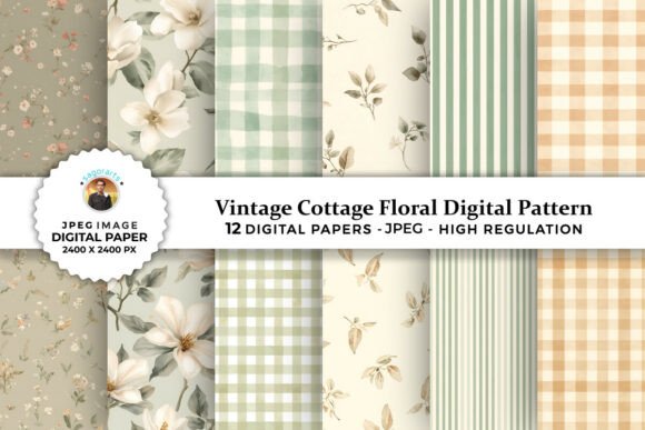 Download Vintage Cottage Floral Digital Patterns - Digital patterns Collection