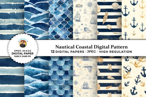 Download Nautical Coastal Digital Patterns - Digital patterns Collection